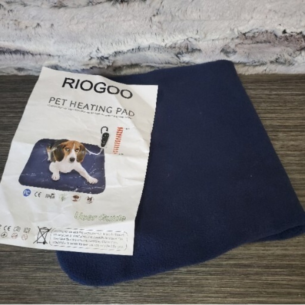 Riogoo Pet Heating Pad COVER ONLY Navy Blue Fleece - Snaps - Pre-owned,‎ CLEAN